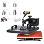 CREWORKS Hitzepresse Transferpresse 1250W Heat Press Heißpresse 360 Grad Schwenkbar DIY Mulitifunktional Sublimation Wärmepresse (38x30cm 8 in 1)