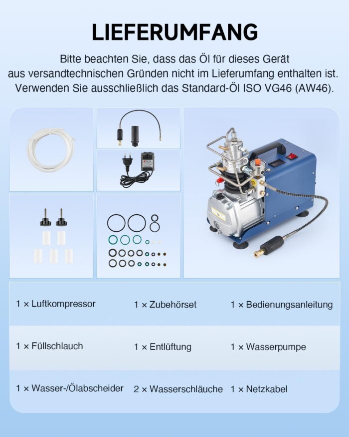 CREWORKS PCP Kompressor 300bar Automatisch Luftkompressor-Pumpe 4500PSI Hochdruckluftpumpe 1800W Kompressorpumpe Auto-Stop Kompressor 30MPA Hochdruck PCP Inflator für die Aufblasflasche