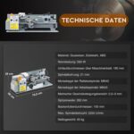 CREWORKS Mini-Drehmaschine 7 x 14 Zoll mit 3-Backen-Futter und 2500 U/min Mini-Metalldrehmaschine 180x350MM mit LCD-Display, 550W für Heimwerker-Werkstätten, Heimwerker-Metallverarbeitung und Handwerk