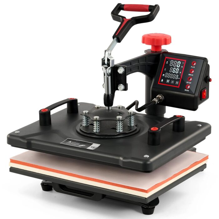 CREWORKS Hitzepresse Transferpresse 1250W Heat Press Heißpresse 360 Grad Schwenkbar DIY Mulitifunktional Sublimation Wärmepresse (38x30cm 8 in 1)