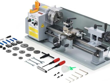 CREWORKS Mini-Drehmaschine 7 x 14 Zoll mit 3-Backen-Futter und 2500 U/min Mini-Metalldrehmaschine 180x350MM mit LCD-Display, 550W für Heimwerker-Werkstätten, Heimwerker-Metallverarbeitung und Handwerk