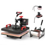 CREWORKS Hitzepresse Transferpresse 1250W Heat Press Heißpresse 360 Grad Schwenkbar DIY Mulitifunktional Sublimation Wärmepresse (38x30cm 8 in 1)