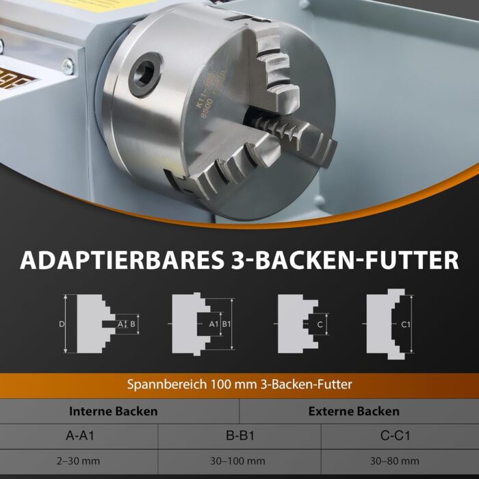 CREWORKS Mini-Drehmaschine 7 x 14 Zoll mit 3-Backen-Futter und 2500 U/min Mini-Metalldrehmaschine 180x350MM mit LCD-Display, 550W für Heimwerker-Werkstätten, Heimwerker-Metallverarbeitung und Handwerk