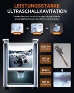 CREWORKS Ultraschallreinigungsgerät Edelstahl 30L Ultraschallreiniger 600W mit Heizung Timer Degas & Soft-Modus für Zahnprothesen Schmuck Brillen Uhren Gläser Ultraschall-Reinigungsgerät mit Knöpfen