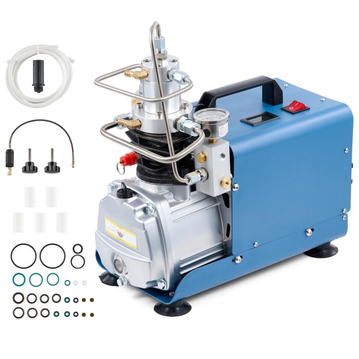 CREWORKS PCP Kompressor 300bar Luftkompressor 4500PSI Hochdruckluftpumpe 1800W Kompressor Hochdruck 30Mpa Tauchkompressor Manueller Stopp für Paintball-Luftgewehr PCP-Gewehr Luftpistole Tauchflasche