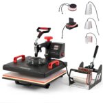 CREWORKS Hitzepresse Transferpresse 1250W Heat Press Heißpresse 360 Grad Schwenkbar DIY Mulitifunktional Sublimation Wärmepresse (38x30cm 8 in 1)