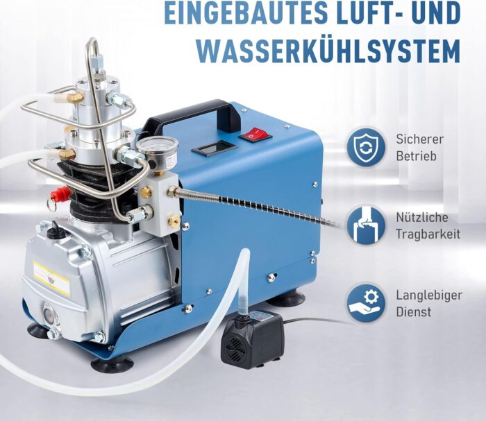 CREWORKS PCP Kompressor 300bar Kompressor Hochdruck Hochdruckluftpumpe 1800W 30Mpa 4500PSI Elektrischer Luftkompressor PCP-Luftpumpe für Druckluftpistole (Ohne voreingestellten Druck)