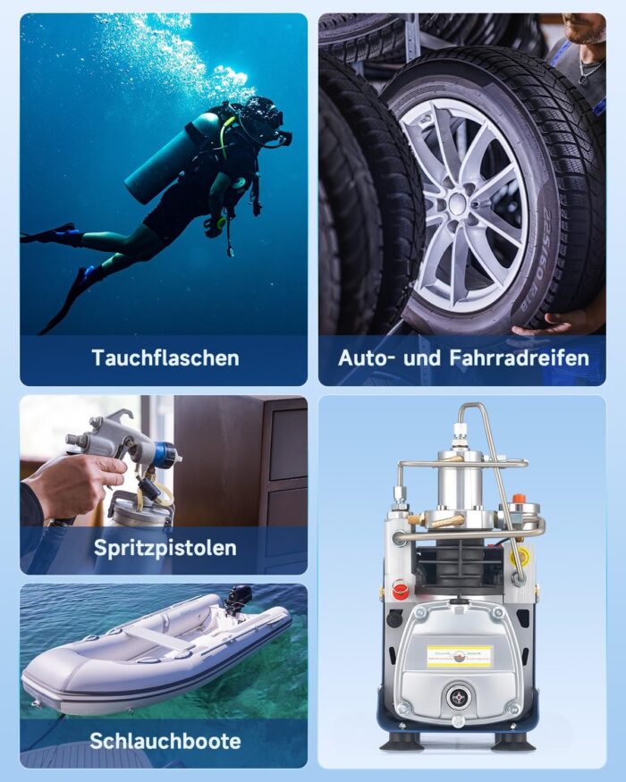 CREWORKS PCP Kompressor 300bar Automatisch Luftkompressor-Pumpe 4500PSI Hochdruckluftpumpe 1800W Kompressorpumpe Auto-Stop Kompressor 30MPA Hochdruck PCP Inflator für die Aufblasflasche