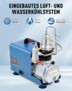 CREWORKS PCP Kompressor 300bar Luftkompressor 4500PSI Hochdruckluftpumpe 1800W Kompressor Hochdruck 30Mpa Tauchkompressor Manueller Stopp für Paintball-Luftgewehr PCP-Gewehr Luftpistole Tauchflasche