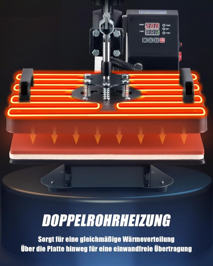 CREWORKS Transferpresse 11 in 1 Hitzepresse 38x30cm Hitzepressemaschine Multifunktionale Heißpressmaschine Wärmepresse für T-Shirts Schuhen Tassen Hüten Stiften Baseballs Tellern