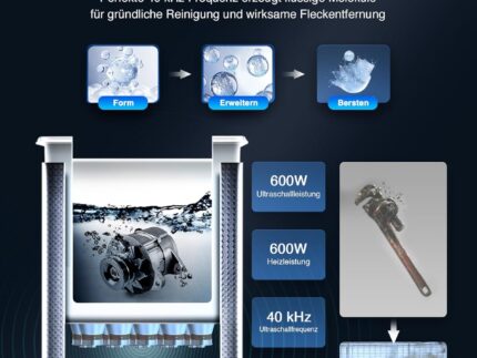 CREWORKS Profi Ultraschallreinigungsgerät 30L (Echtes Volumen) mit Degas & Soft-Modus, Ultraschallreiniger Edelstahl mit Heizung & Timer, für Brillen, Schmuck, Uhren, Gebiss & Münzen, inkl. Korb
