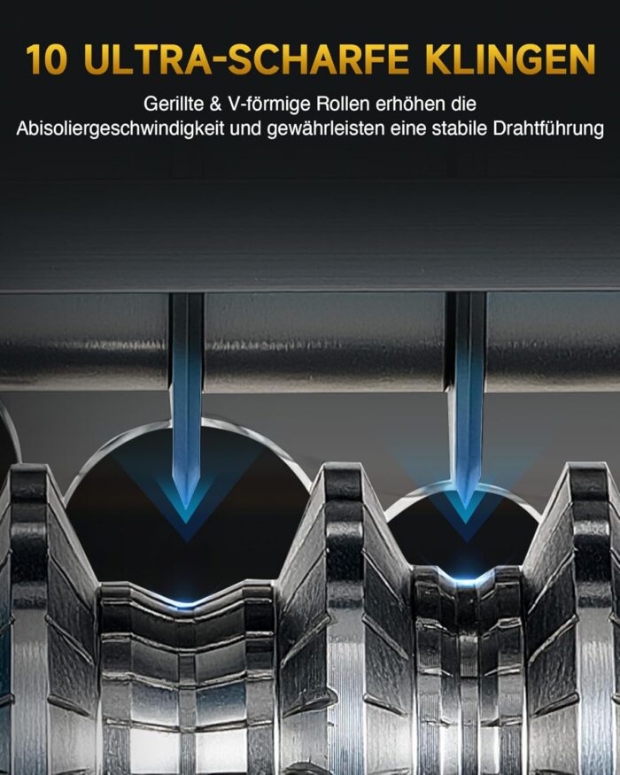 CREWORKS Elektrische Kabelabisoliermaschine 550W, 1,5-40 mm Kabelschälmaschine Automatisch, 11 Löcher & 10 Klingen Abisoliermaschine für Kupfer Recycling, Profi Abisolierer & Wire Stripping Machine