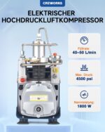 CREWORKS PCP Kompressor 300bar Automatisch Luftkompressor-Pumpe 4500PSI Hochdruckluftpumpe 1800W Kompressorpumpe Auto-Stop Kompressor 30MPA Hochdruck PCP Inflator für die Aufblasflasche