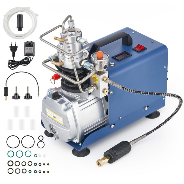 CREWORKS PCP Kompressor 300bar Luftkompressor 4500PSI Hochdruckluftpumpe 1800W Kompressor Hochdruck 30Mpa Tauchkompressor Manueller Stopp für Paintball-Luftgewehr PCP-Gewehr Luftpistole Tauchflasche