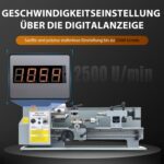 CREWORKS Mini-Drehmaschine 7 x 14 Zoll mit 3-Backen-Futter und 2500 U/min Mini-Metalldrehmaschine 180x350MM mit LCD-Display, 550W für Heimwerker-Werkstätten, Heimwerker-Metallverarbeitung und Handwerk
