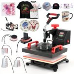 CREWORKS Transferpresse 11 in 1 Hitzepresse 38x30cm Hitzepressemaschine Multifunktionale Heißpressmaschine Wärmepresse für T-Shirts Schuhen Tassen Hüten Stiften Baseballs Tellern