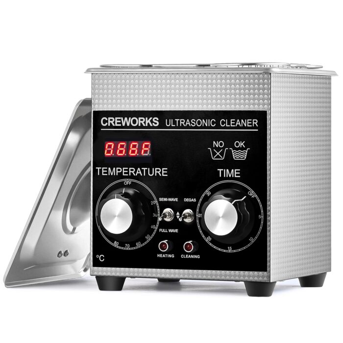 CREWORKS Ultraschallreinigungsgerät Edelstahl 15L Ultraschallreiniger 360W mit Heizung Timer Degas & Soft-Modus für Zahnprothesen Schmuck Brillen Uhren Gläser Ultraschall-Reinigungsgerät mit Knöpfen