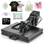 CREWORKS Hitzepresse Transferpresse 1250W Heat Press Heißpresse 360 Grad Schwenkbar DIY Mulitifunktional Sublimation Wärmepresse (38x30cm 8 in 1)