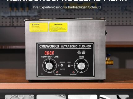 CREWORKS Ultraschallreinigungsgerät Edelstahl 15L Ultraschallreiniger 360W mit Heizung Timer Degas & Soft-Modus für Zahnprothesen Schmuck Brillen Uhren Gläser Ultraschall-Reinigungsgerät mit Knöpfen