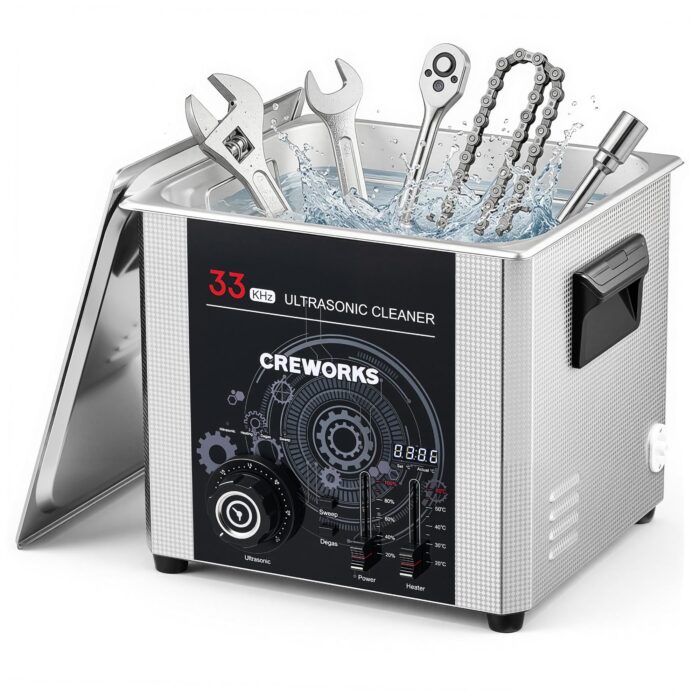 CREWORKS Profi Ultraschallreinigungsgerät 30L (Echtes Volumen) mit Degas & Soft-Modus, Ultraschallreiniger Edelstahl mit Heizung & Timer, für Brillen, Schmuck, Uhren, Gebiss & Münzen, inkl. Korb