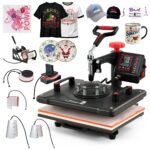 CREWORKS Transferpresse 11 in 1 Hitzepresse 38x30cm Hitzepressemaschine Multifunktionale Heißpressmaschine Wärmepresse für T-Shirts Schuhen Tassen Hüten Stiften Baseballs Tellern