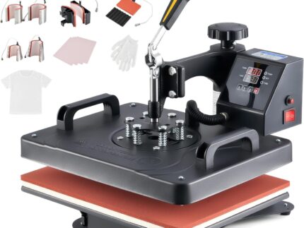 CREWORKS Transferpresse 11 in 1 Hitzepresse 38x30cm Hitzepressemaschine Multifunktionale Heißpressmaschine Wärmepresse für T-Shirts Schuhen Tassen Hüten Stiften Baseballs Tellern