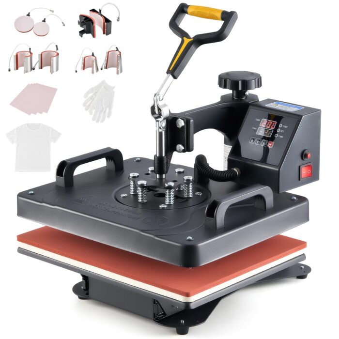 CREWORKS Transferpresse 11 in 1 Hitzepresse 38x30cm Hitzepressemaschine Multifunktionale Heißpressmaschine Wärmepresse für T-Shirts Schuhen Tassen Hüten Stiften Baseballs Tellern