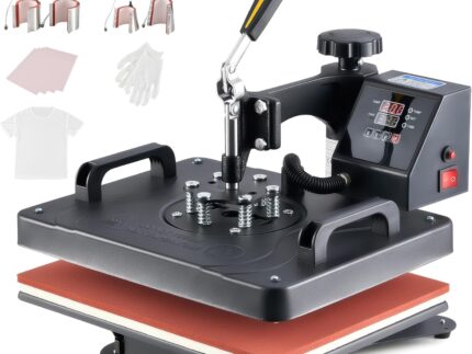 CREWORKS Hitzepresse Transferpresse 1250W Heat Press Heißpresse 360 Grad Schwenkbar DIY Mulitifunktional Sublimation Wärmepresse (38x30cm 8 in 1)