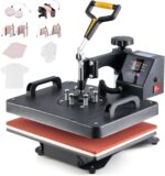 CREWORKS Hitzepresse Transferpresse 1250W Heat Press Heißpresse 360 Grad Schwenkbar DIY Mulitifunktional Sublimation Wärmepresse (38x30cm 8 in 1)
