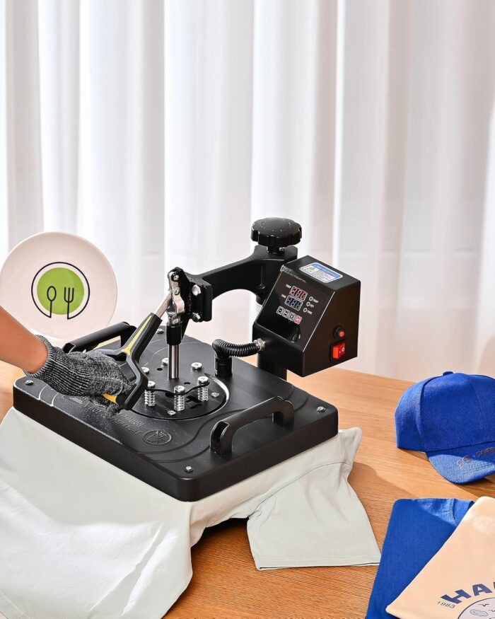 CREWORKS Hitzepresse Transferpresse 1250W Heat Press Heißpresse 360 Grad Schwenkbar DIY Mulitifunktional Sublimation Wärmepresse (38x30cm 8 in 1)