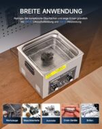 CREWORKS Ultraschallreinigungsgerät Edelstahl 15L Ultraschallreiniger 360W mit Heizung Timer Degas & Soft-Modus für Zahnprothesen Schmuck Brillen Uhren Gläser Ultraschall-Reinigungsgerät mit Knöpfen