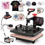 CREWORKS Hitzepresse Transferpresse 1250W Heat Press Heißpresse 360 Grad Schwenkbar DIY Mulitifunktional Sublimation Wärmepresse (38x30cm 8 in 1)