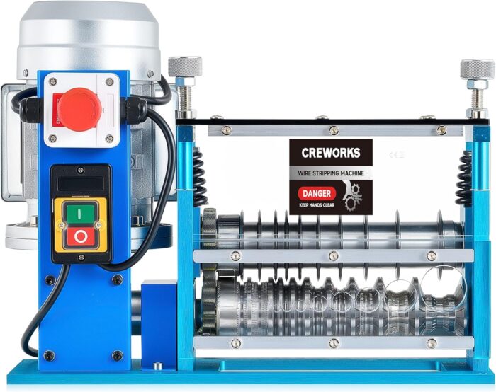CREWORKS Elektrische Kabelabisoliermaschine 550W, 1,5-40 mm Kabelschälmaschine Automatisch, 11 Löcher & 10 Klingen Abisoliermaschine für Kupfer Recycling, Profi Abisolierer & Wire Stripping Machine